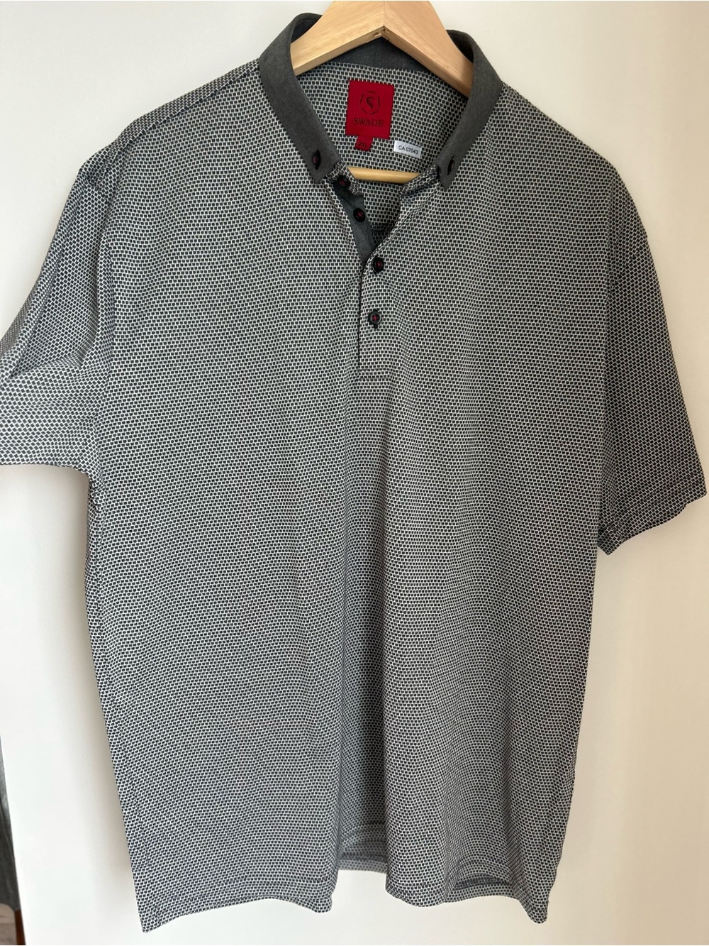 Pierre Cardin Black and Grey Micro-Pattern Polo Shirt